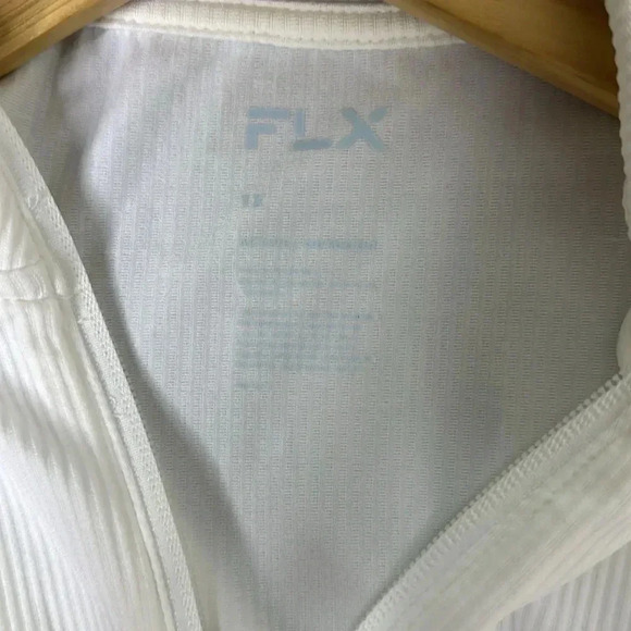 FLX plus size 1X ribbed mock quarter zip white long sleeve top NWT - Picture 5 of 5